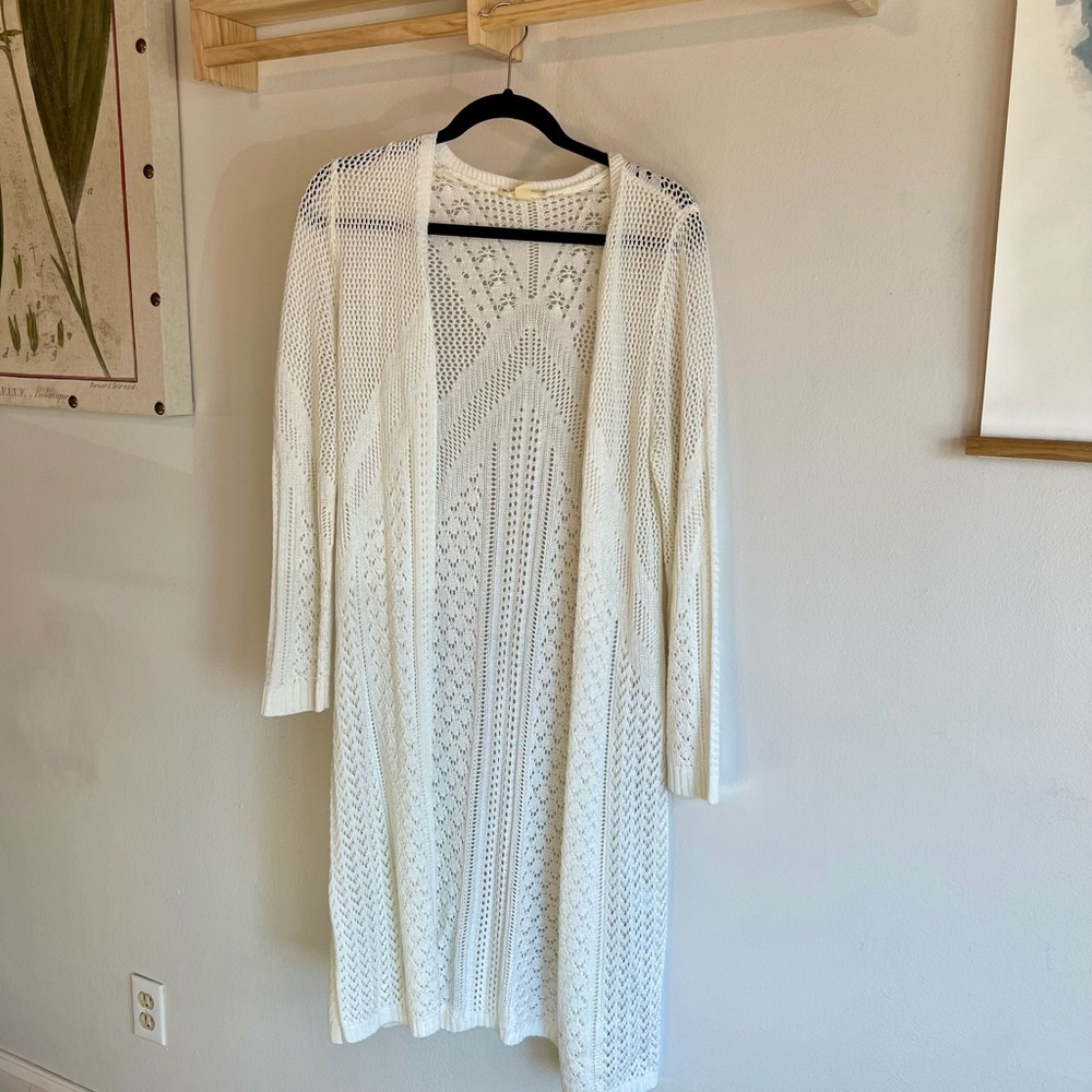 It's Our Time White Open-Knit Cardigan